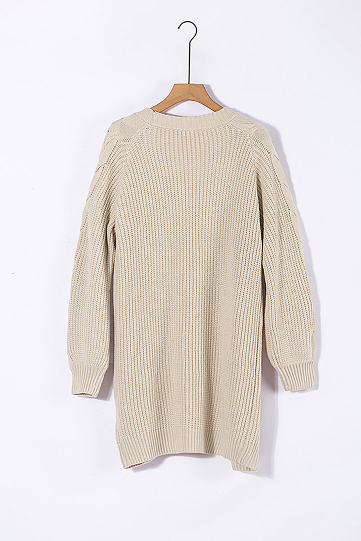 Cardigan long à manches torsadées kaki