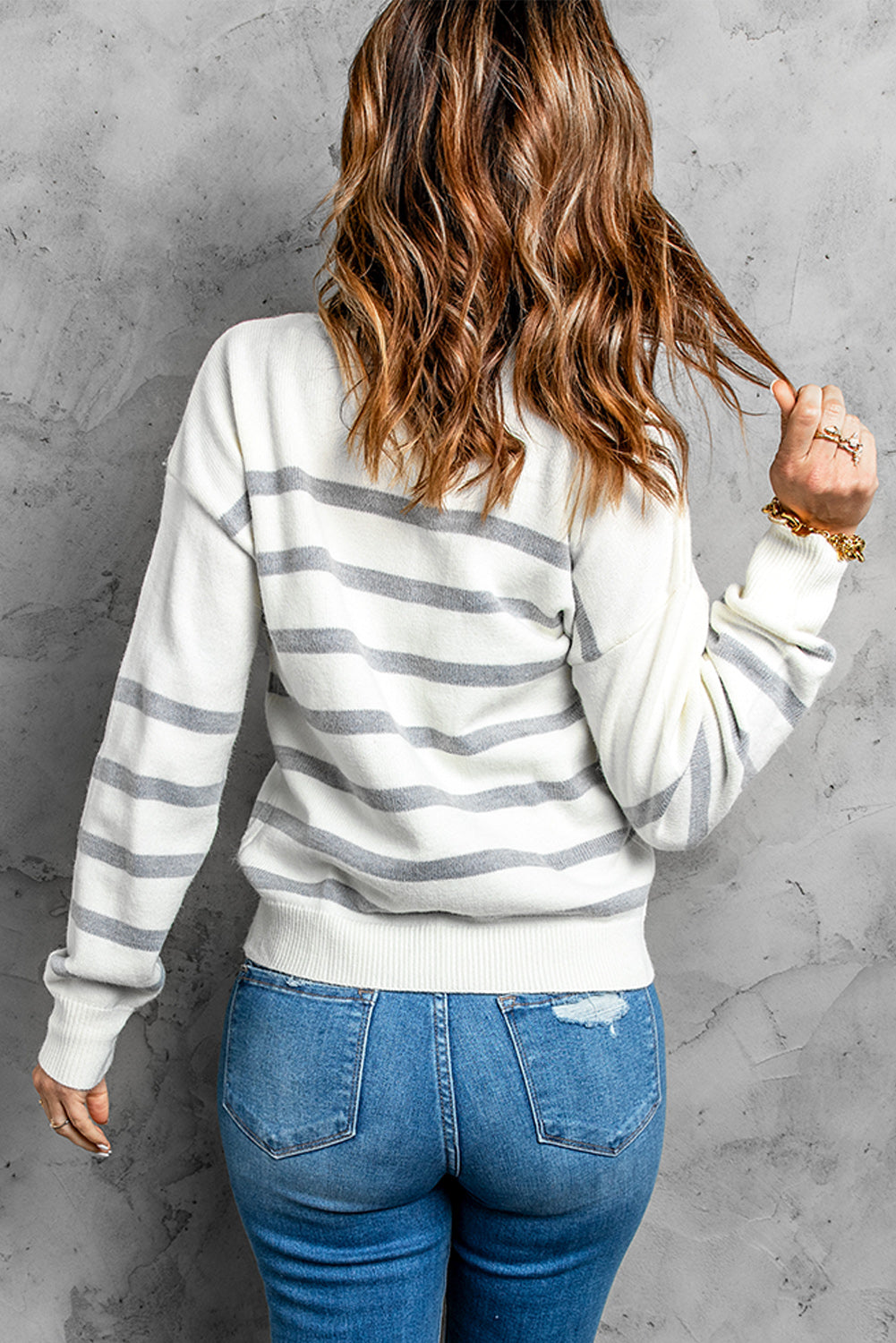 Striped Print Sweater Cardigan