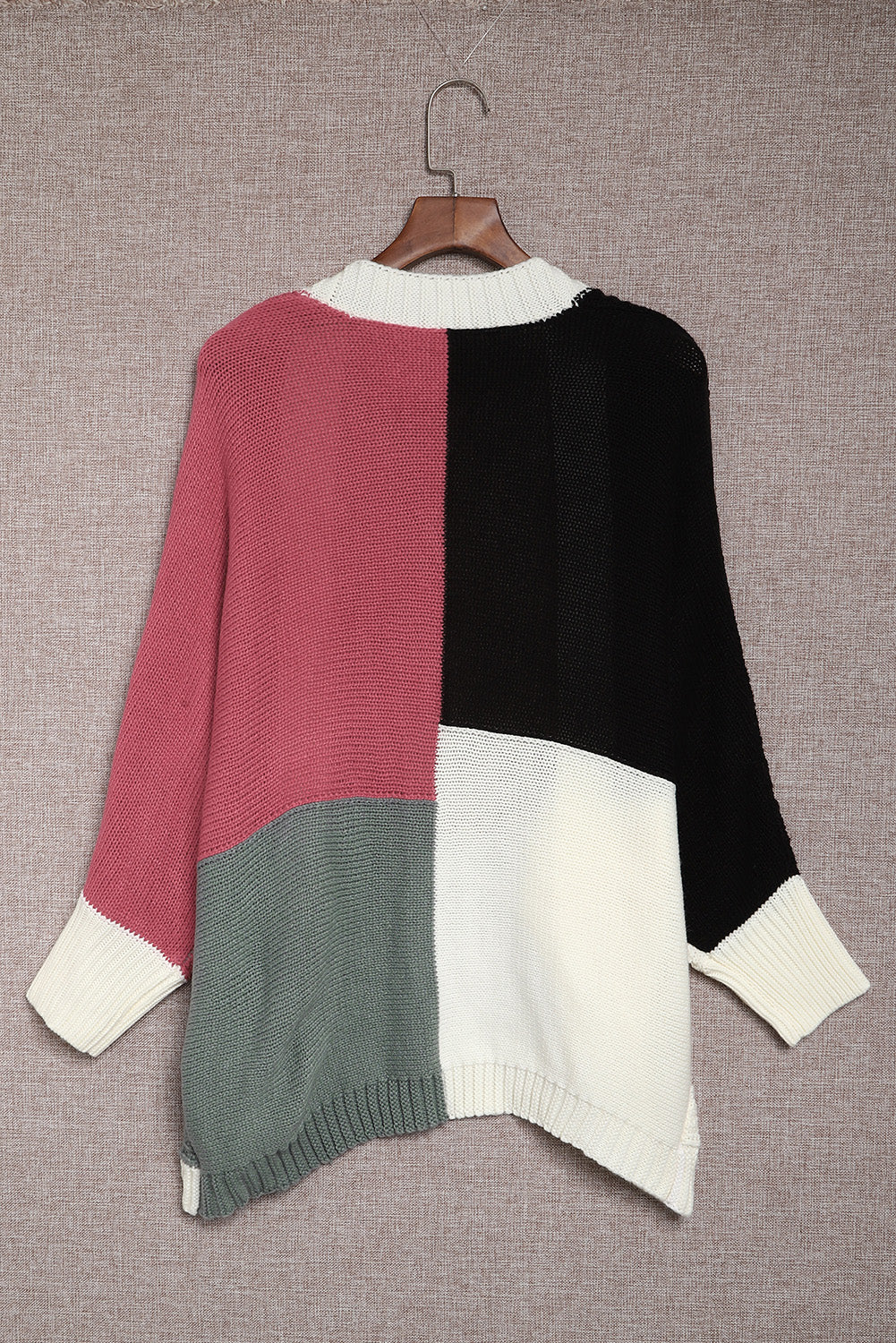 Black Color Block Knitted Cardigan