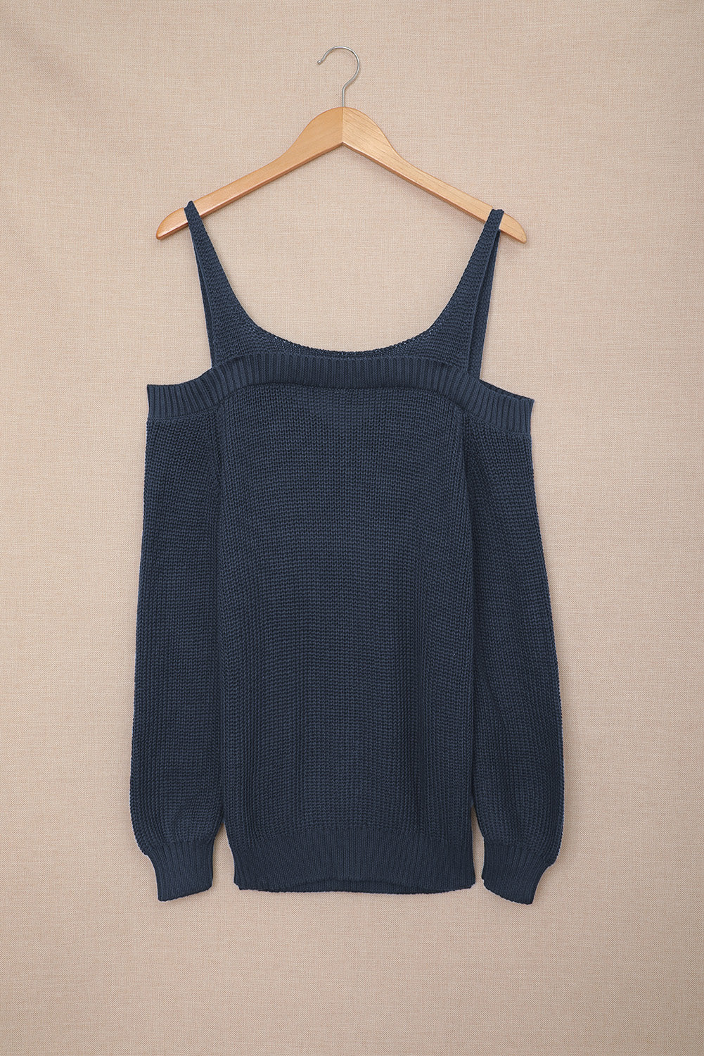 Fashion Dark Blue Dew Shoulder Juliette Knitted Sweater