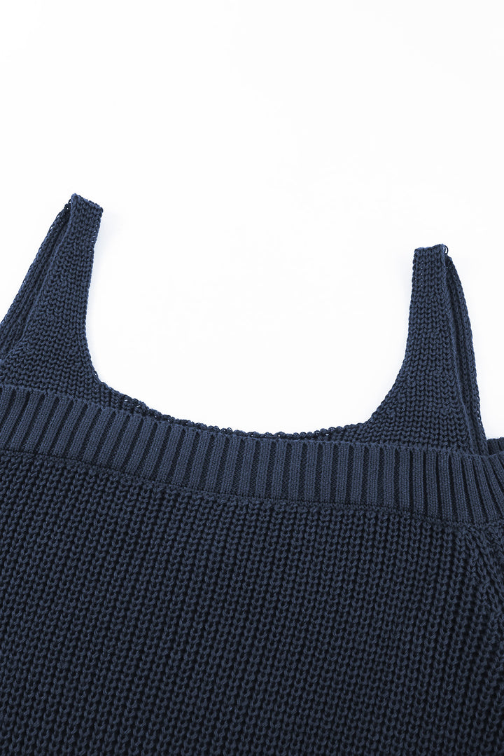 Modischer dunkelblauer Juliette-Strickpullover mit Tauschulter 