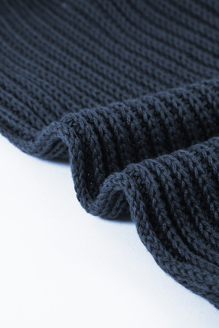 Modischer dunkelblauer Juliette-Strickpullover mit Tauschulter 