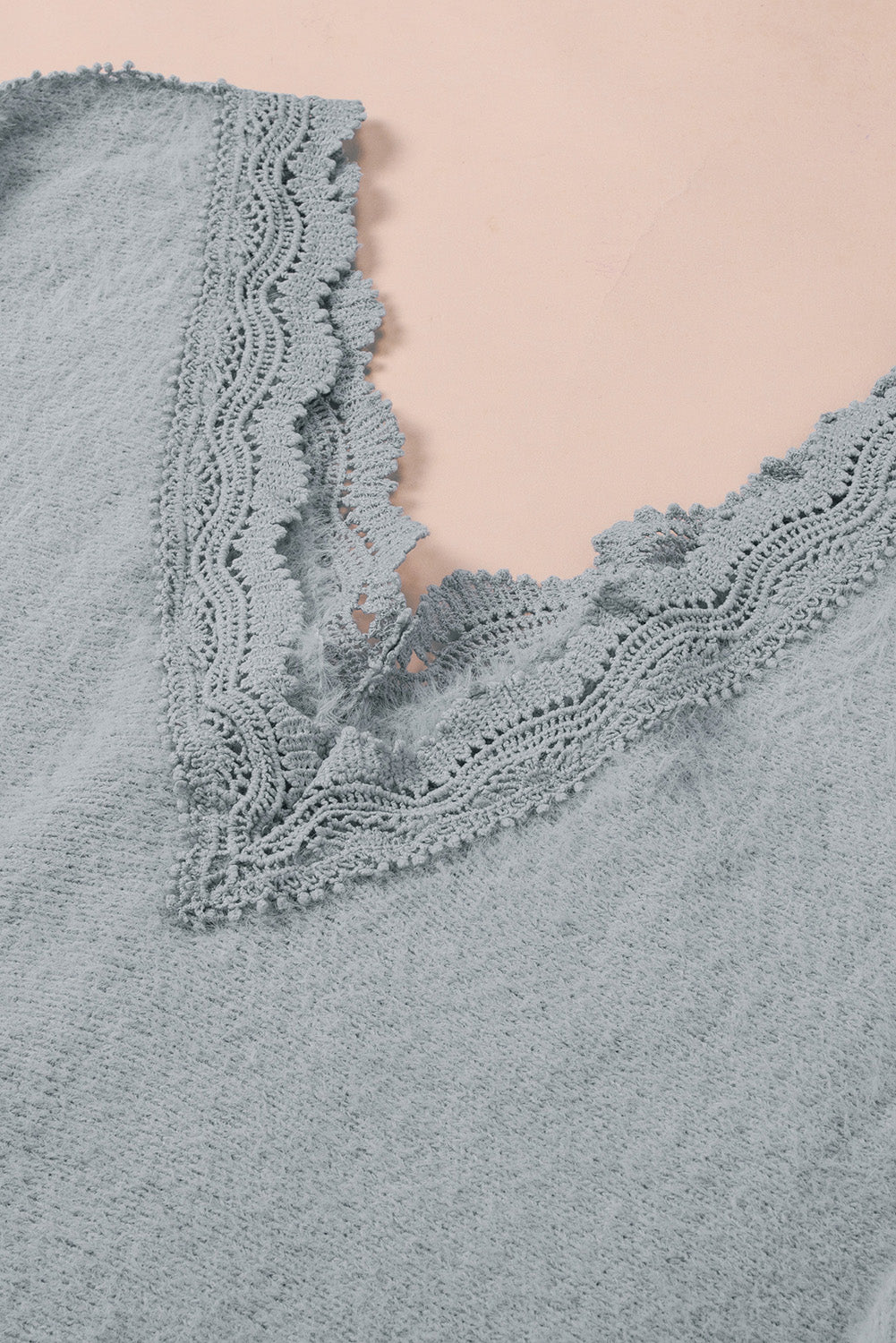 Gray Lace Splicing Sweater