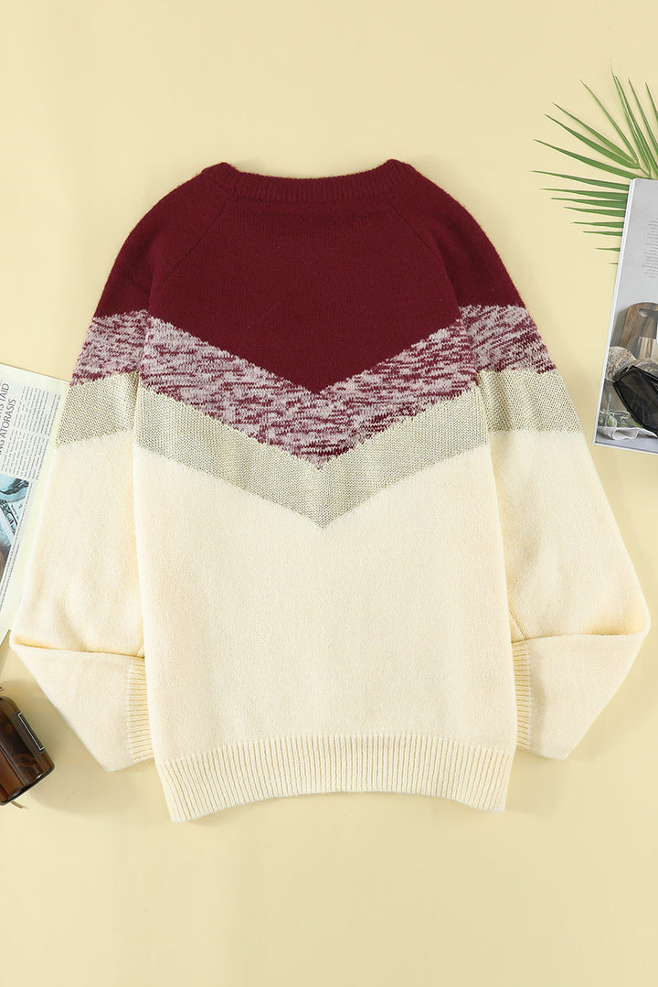 Red Color Block Sweater
