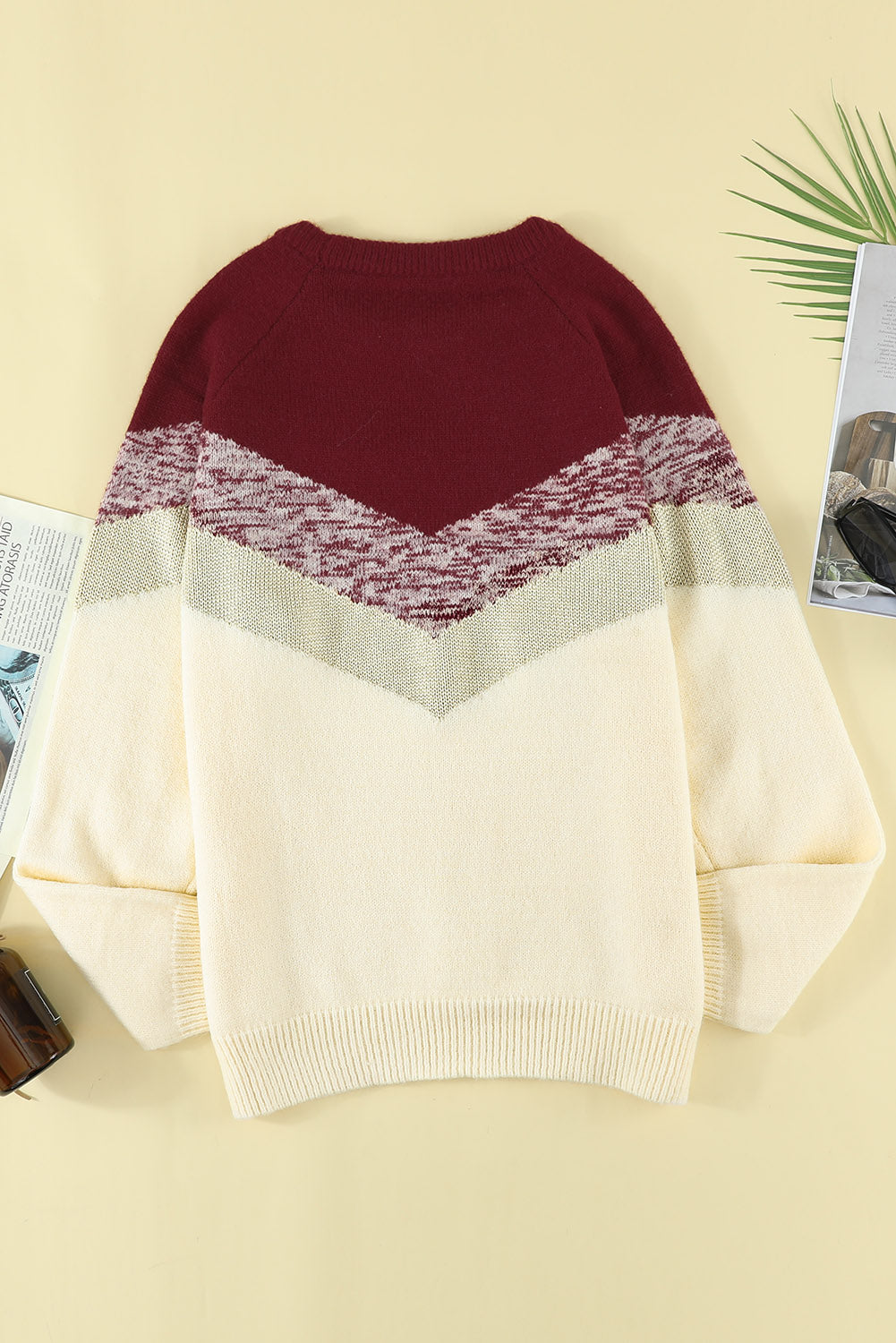 Red Color Block Sweater