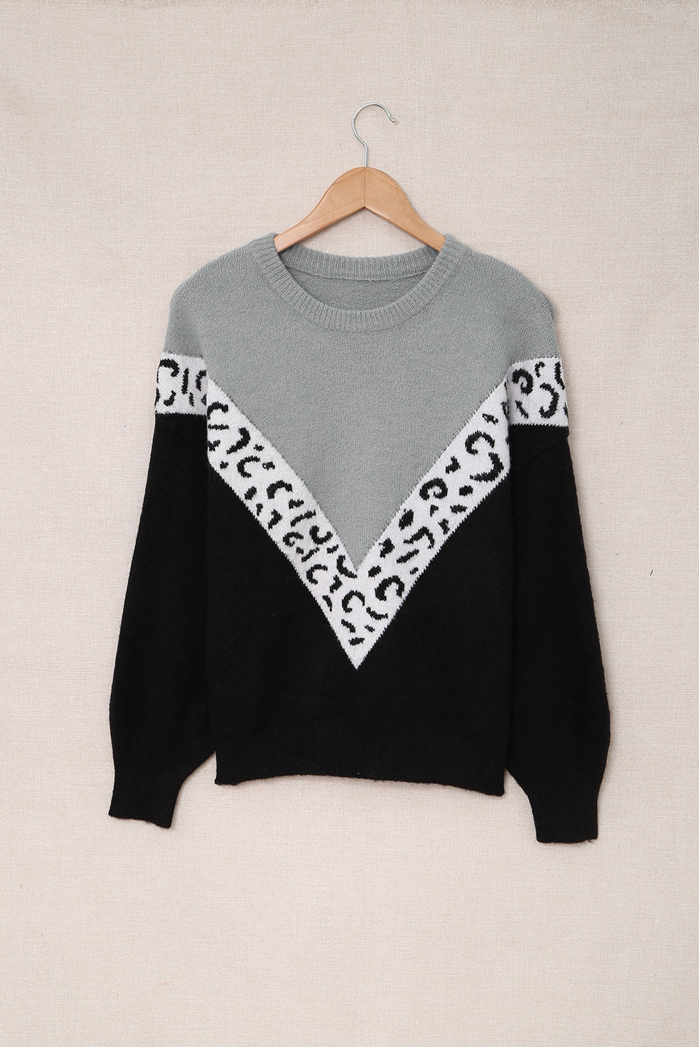 Black Colorblock Chevron Sweater