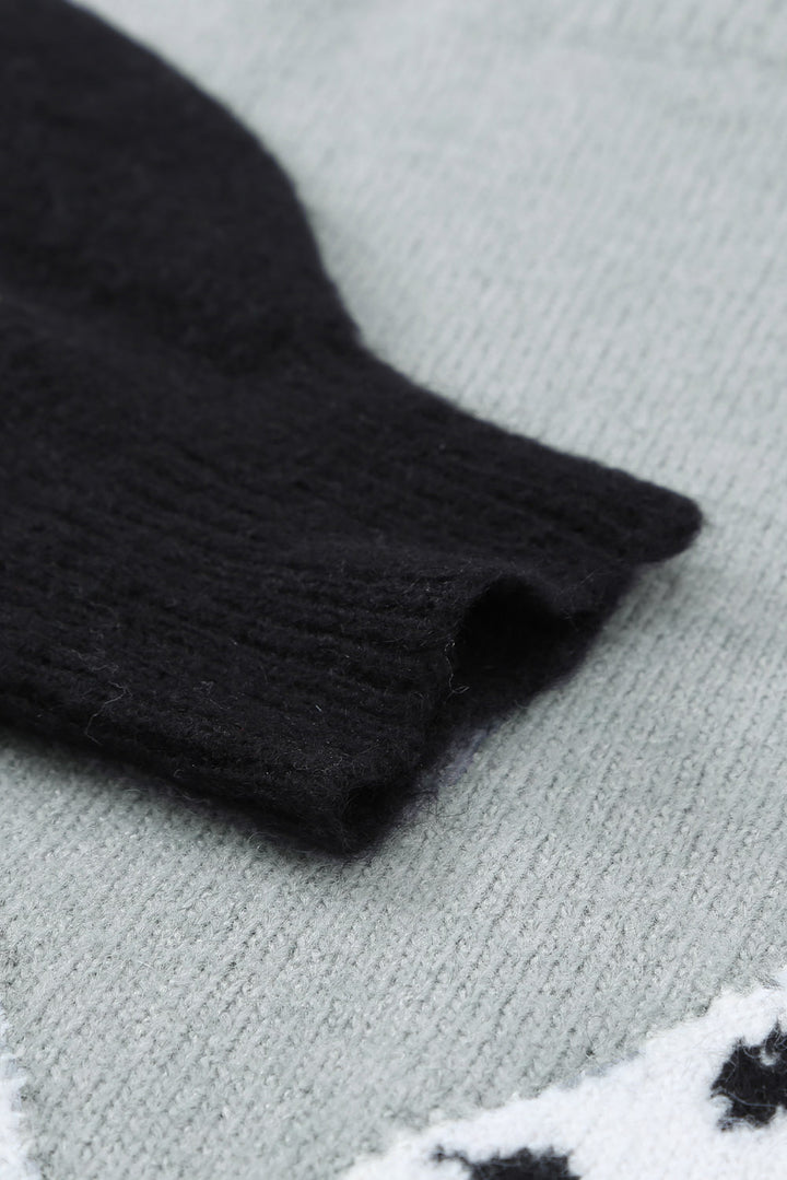 Black Colorblock Chevron Sweater