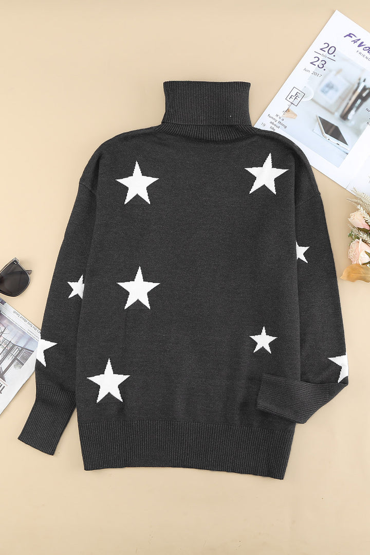 Rollkragenpullover mit Sternen-Print