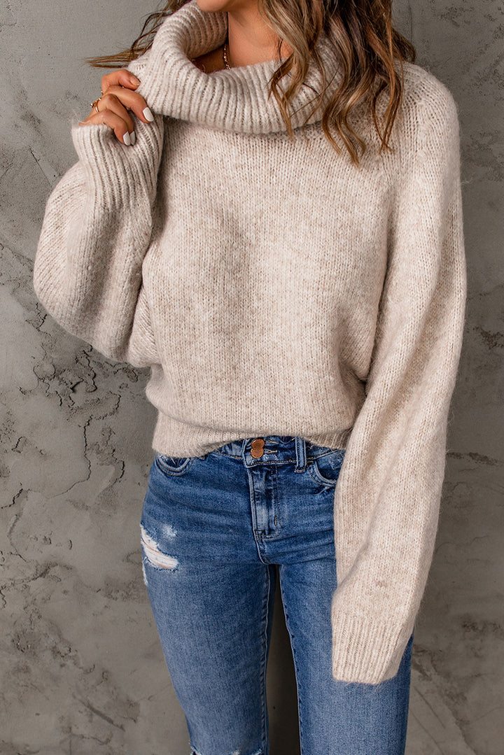 Winter Apricot Ribbed Detail Turtleneck Sweater