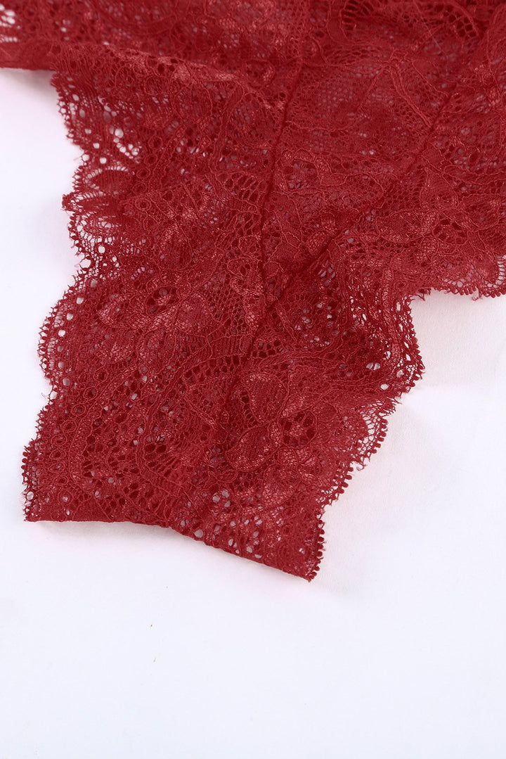 Red Fishnet Lace Bodysuit