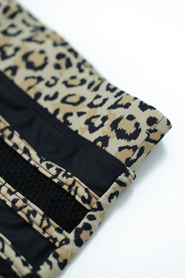 Black Leopard Stripe Tassel Trim High Waist Bikini