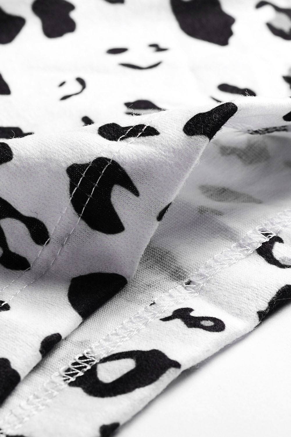 White Leopard Print Short Pajamas Set