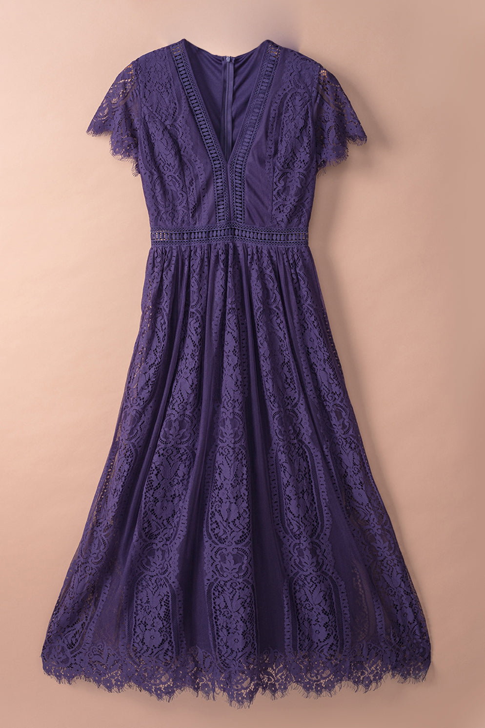 Elegant Short Sleeve Fill Your Heart Lace Maxi Formal Dress