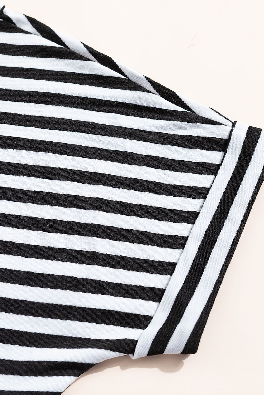 Black White Stripes Pocketed Belt Casual T-shirt Dress