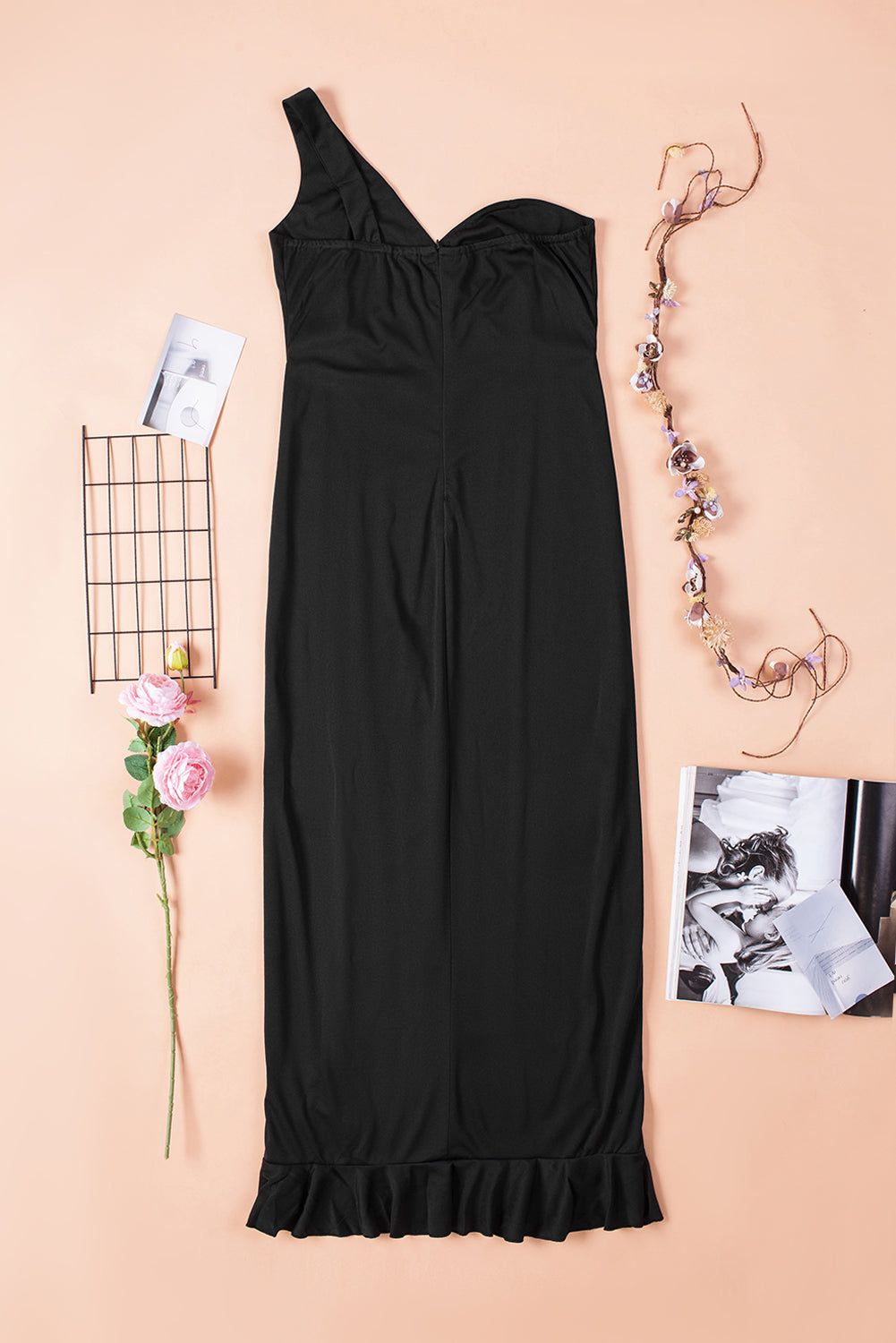 Black One-shoulder Evening Party Dress