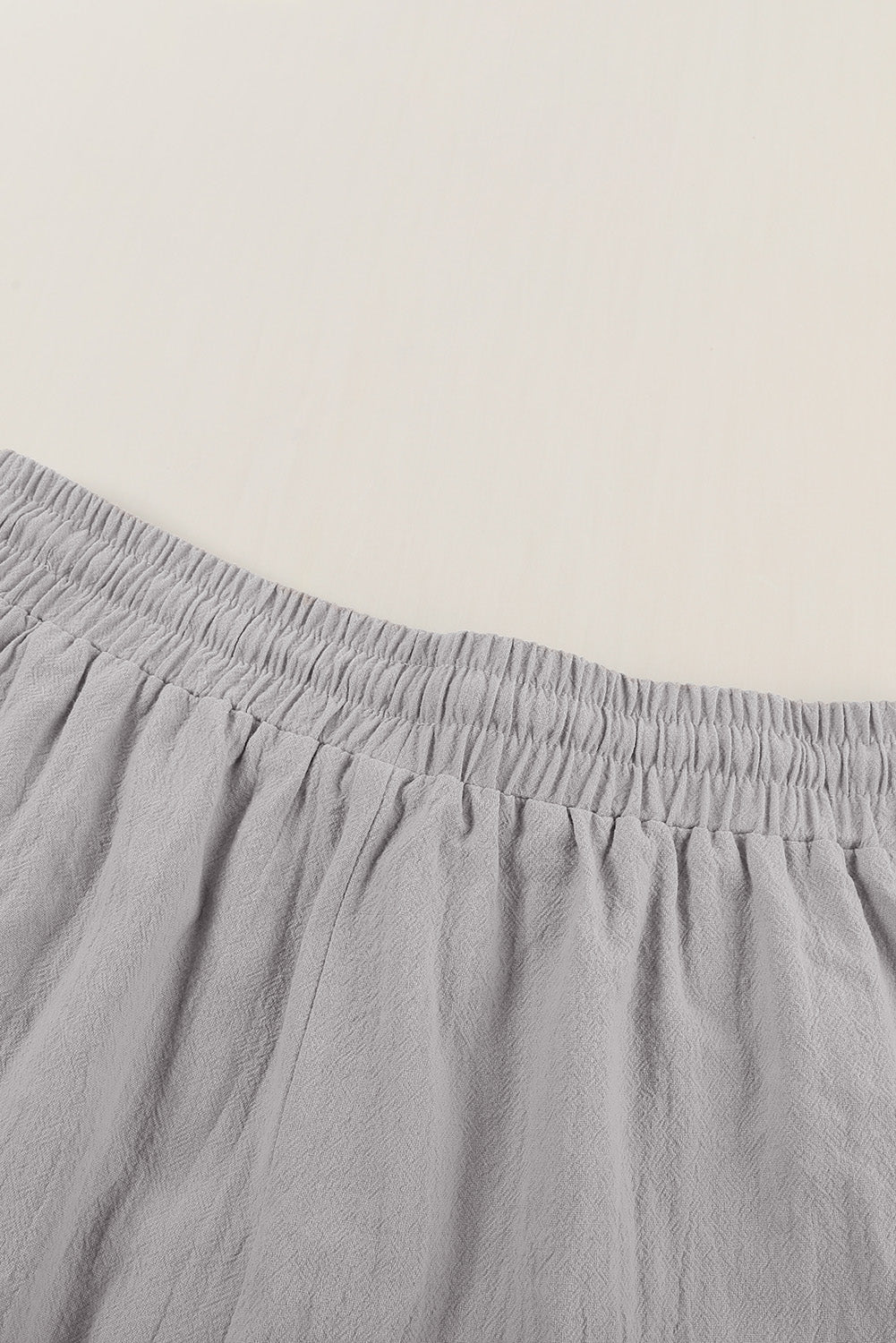 Women's Gray Drawstring Elastic Waist Pockets Long Straight Legs Pants