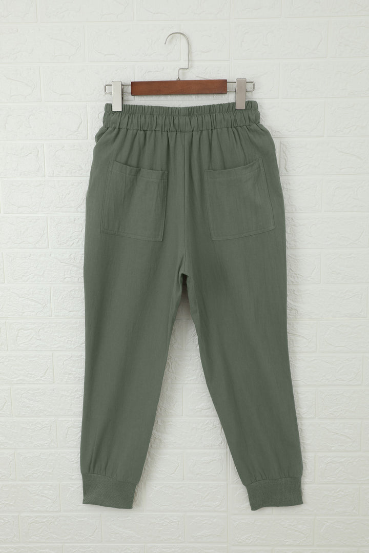 Women's Green Casual Pockets Pants