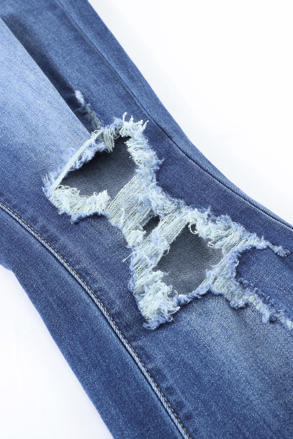 Mid Waist Distressed Flared Jeans