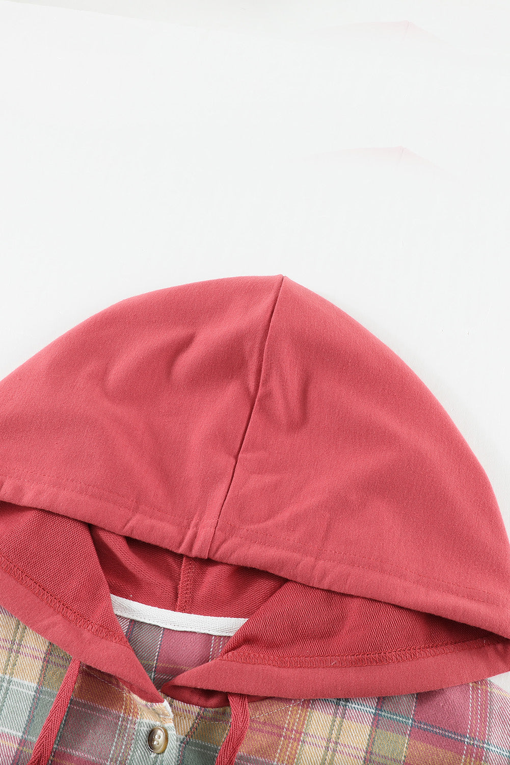 Red Plaid Hooded Shirt Coat