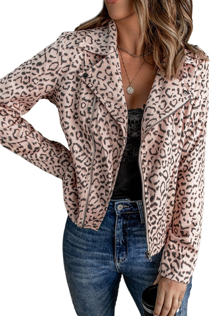 Leopard Print Zipper Jacket