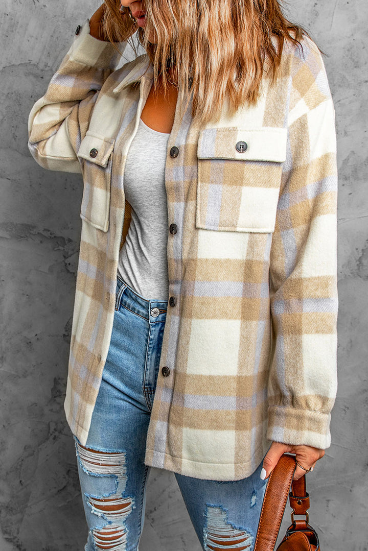 Veste à carreaux pour femme