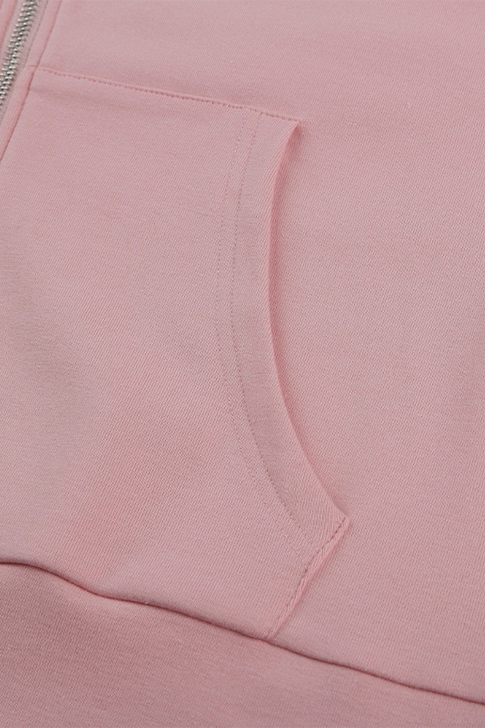Women's Pink Full Zip Hoodie Coat with Floral Print Hooded Inner