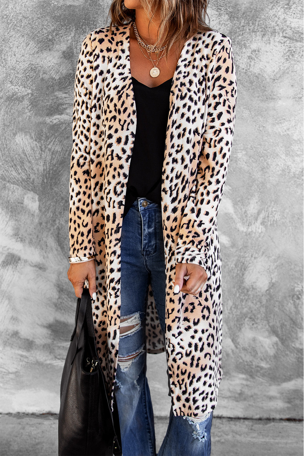 Fashion Leopard Print Long Cardigan