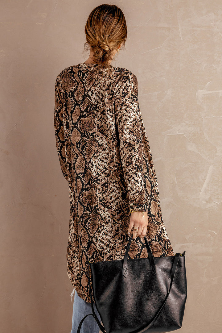 Fashion Snake Print Long Cardigan