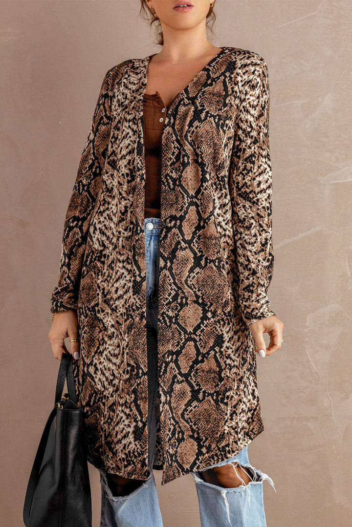 Fashion Snake Print Long Cardigan