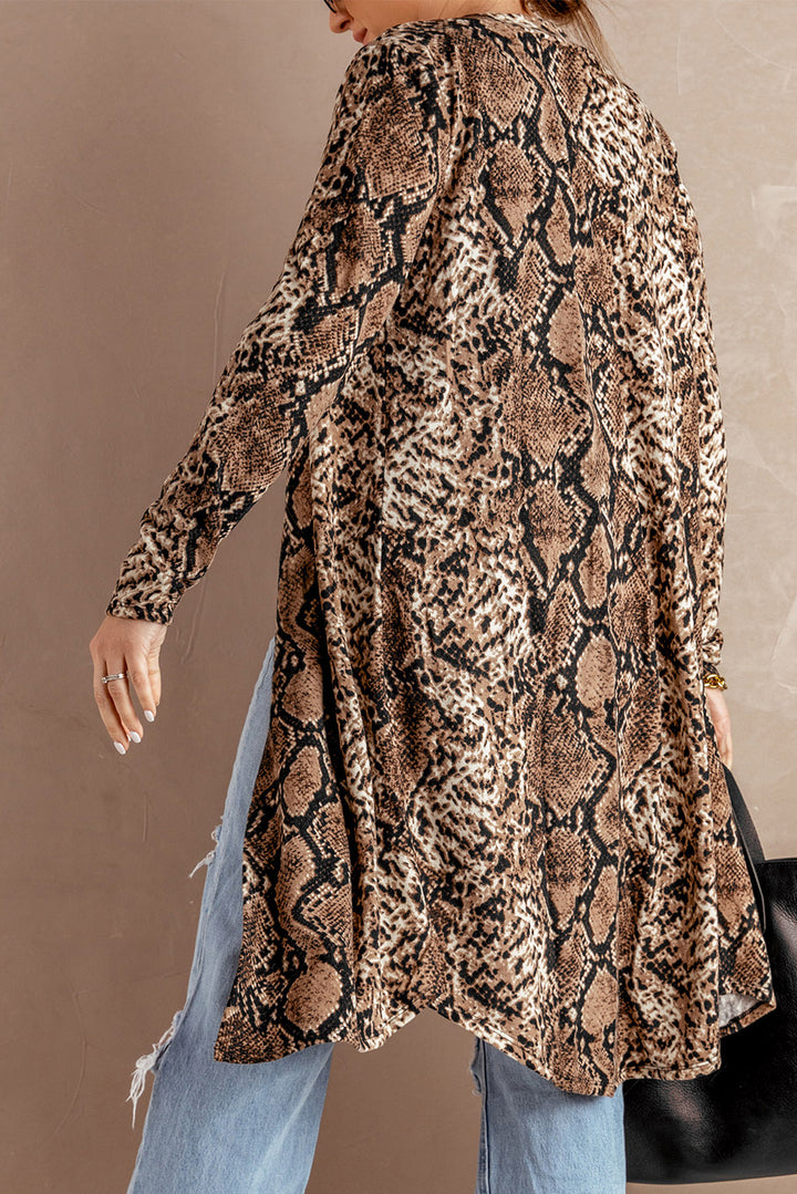 Modischer, langer Cardigan mit Schlangenmuster
