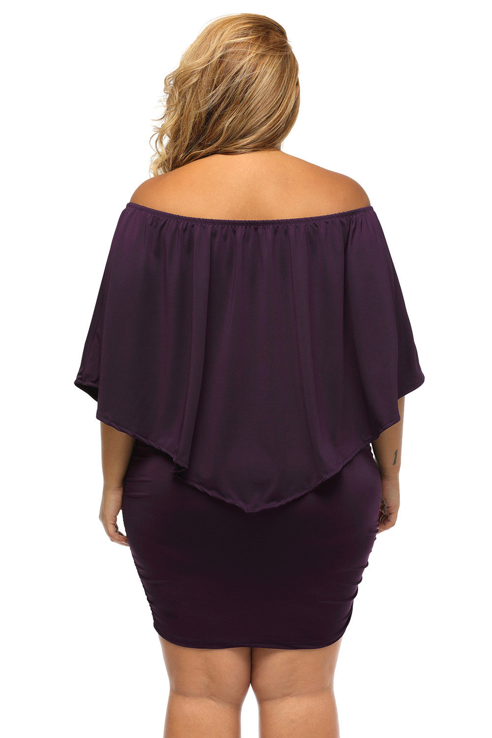 Multi-way Dressing Layered Purple Plus Size Mini Dress
