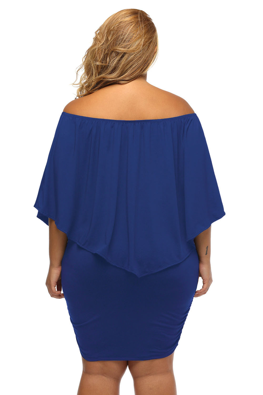 Multi-way Layered Ruffle Blue Plus Size Mini Dress