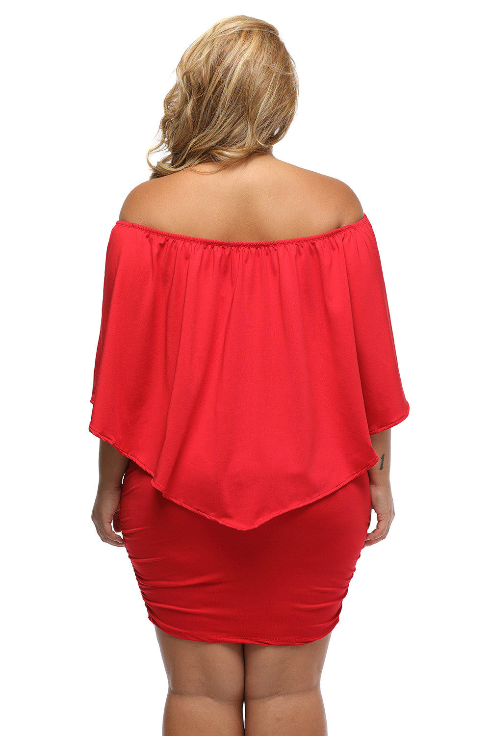 Multi-way Layered Ruffle Red Mini Plus Size Dress