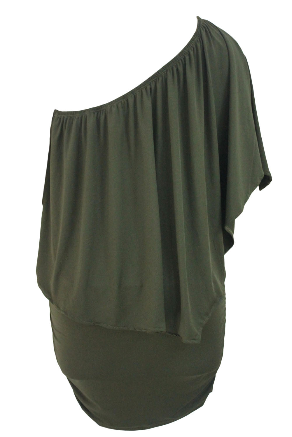 Multiple Dressing Layered Army Green Plus Size Mini Dress MB22820-9P ModeShe Multiple Dressing Layered Army Green Plus Size Mini Dress MB22820-9P ModeShe
