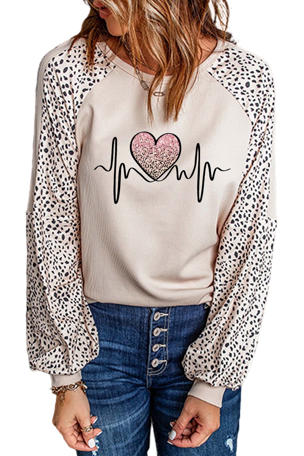 Peaceful Love Leopard Pullover Top