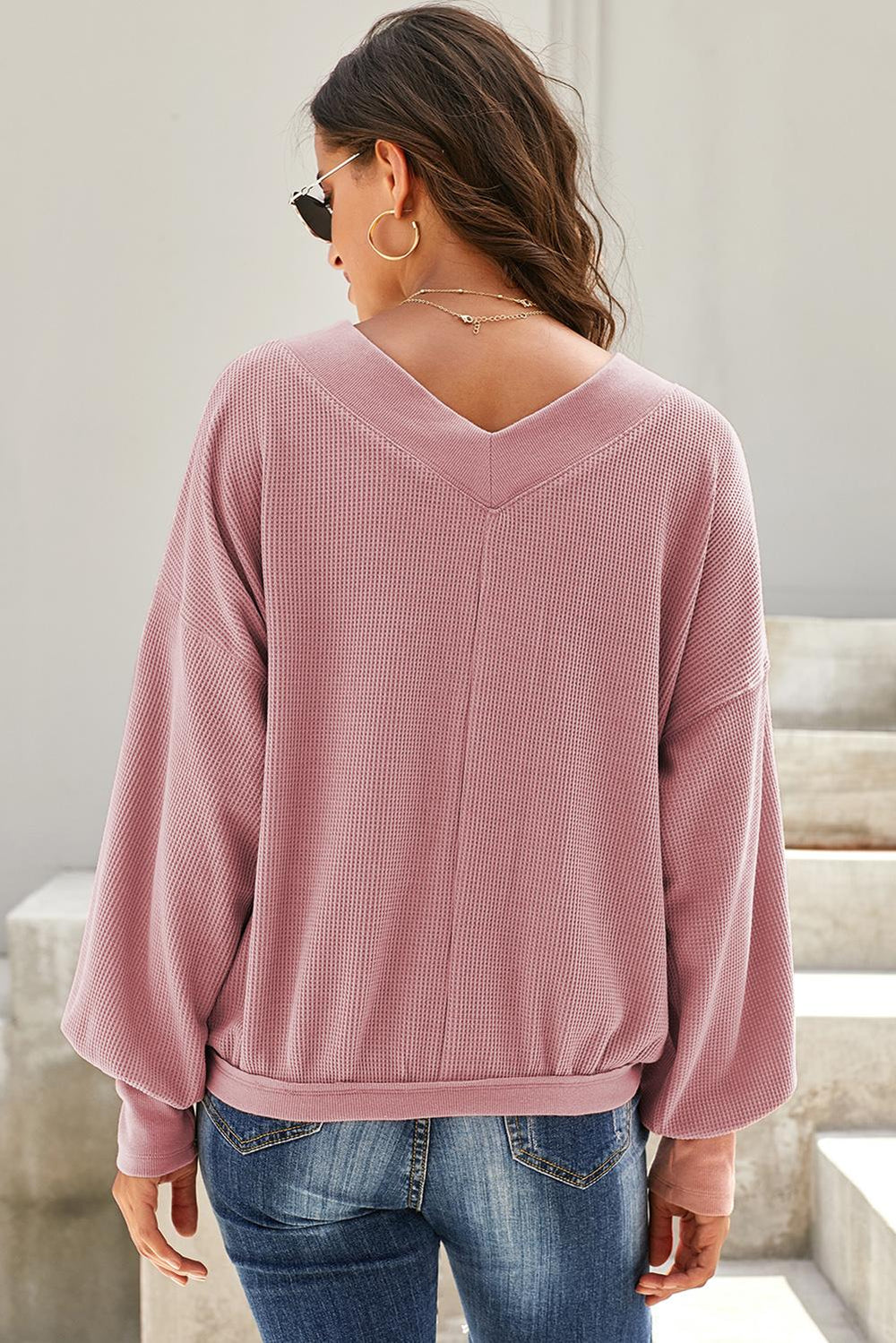 Pink V Neck Our Country Roads Thermal Top