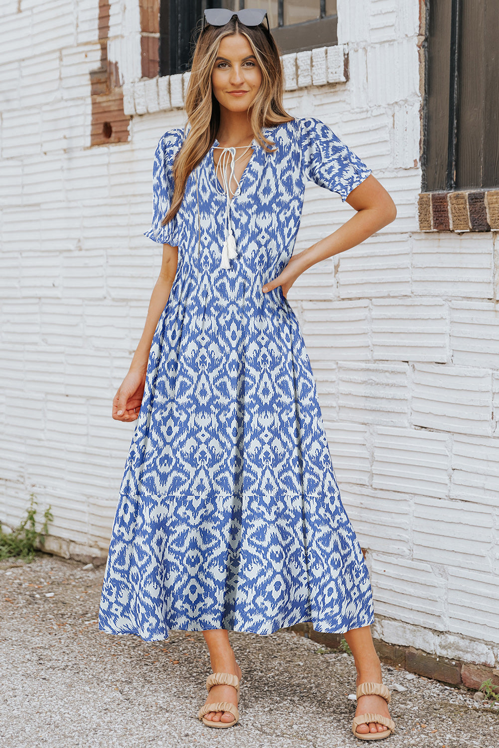 Casual Geometric Print Maxi Dress ModeShe Casual Geometric Print Maxi Dress ModeShe