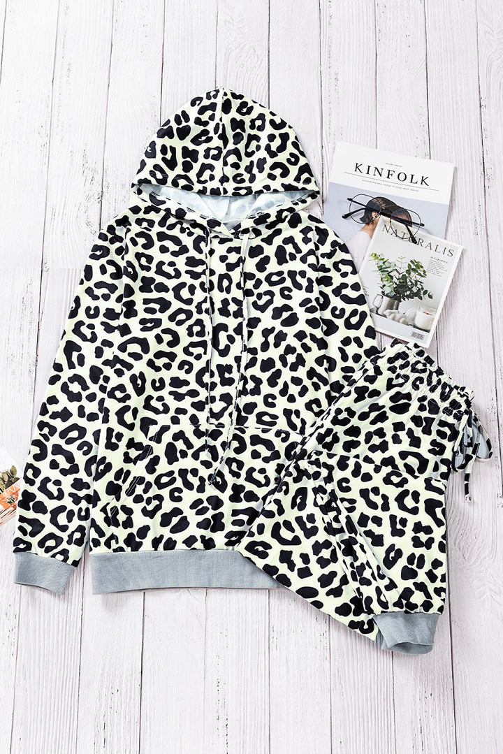 Sport Leopard Print Hooded Top and Slim-fit Pants