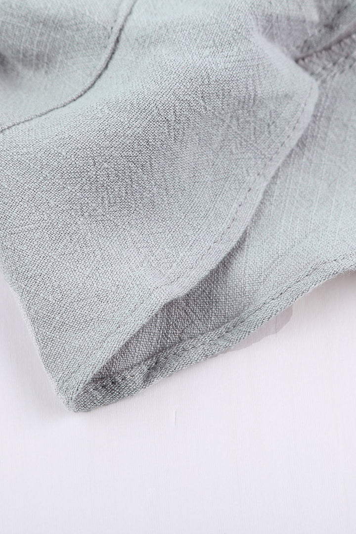 Short d'été en lin et coton à poches flottantes gris bleu