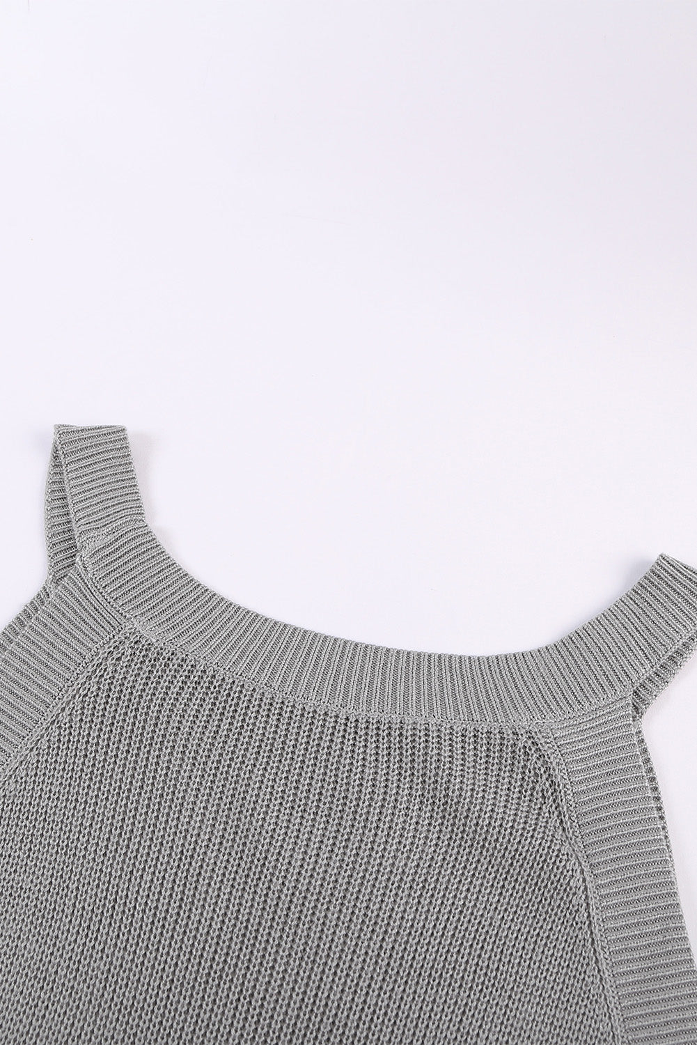 Summer Gray Solid Ribbed Knit Slim-fit Tank Top