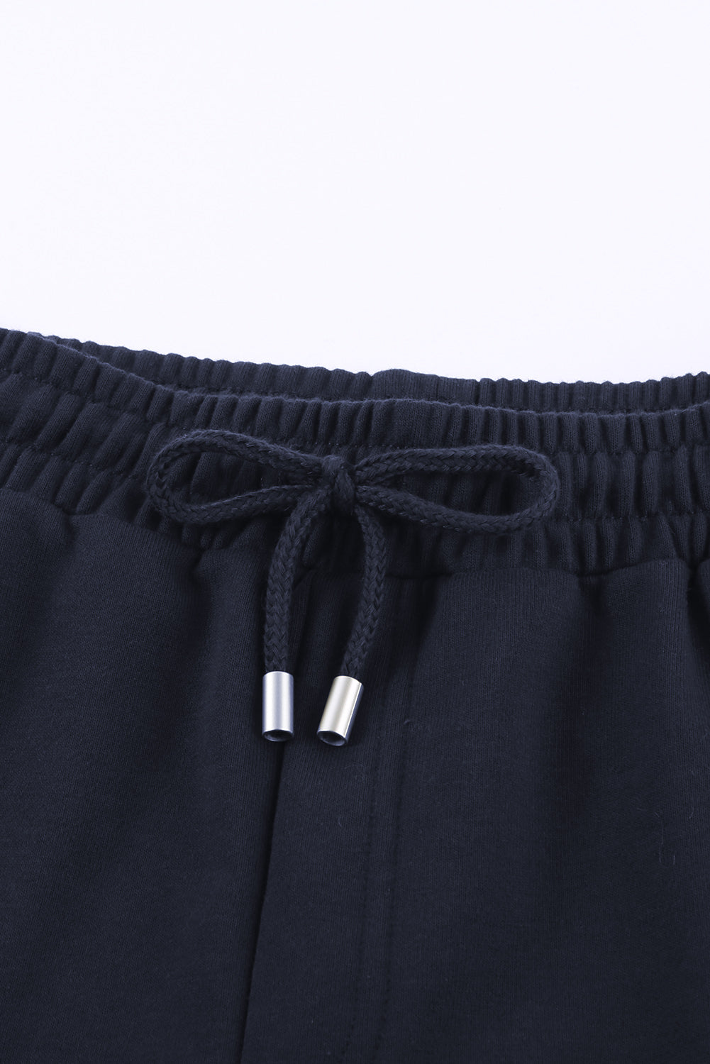 Short de détente d'été bleu marine pour femmes avec ceinture nouée et poches latérales