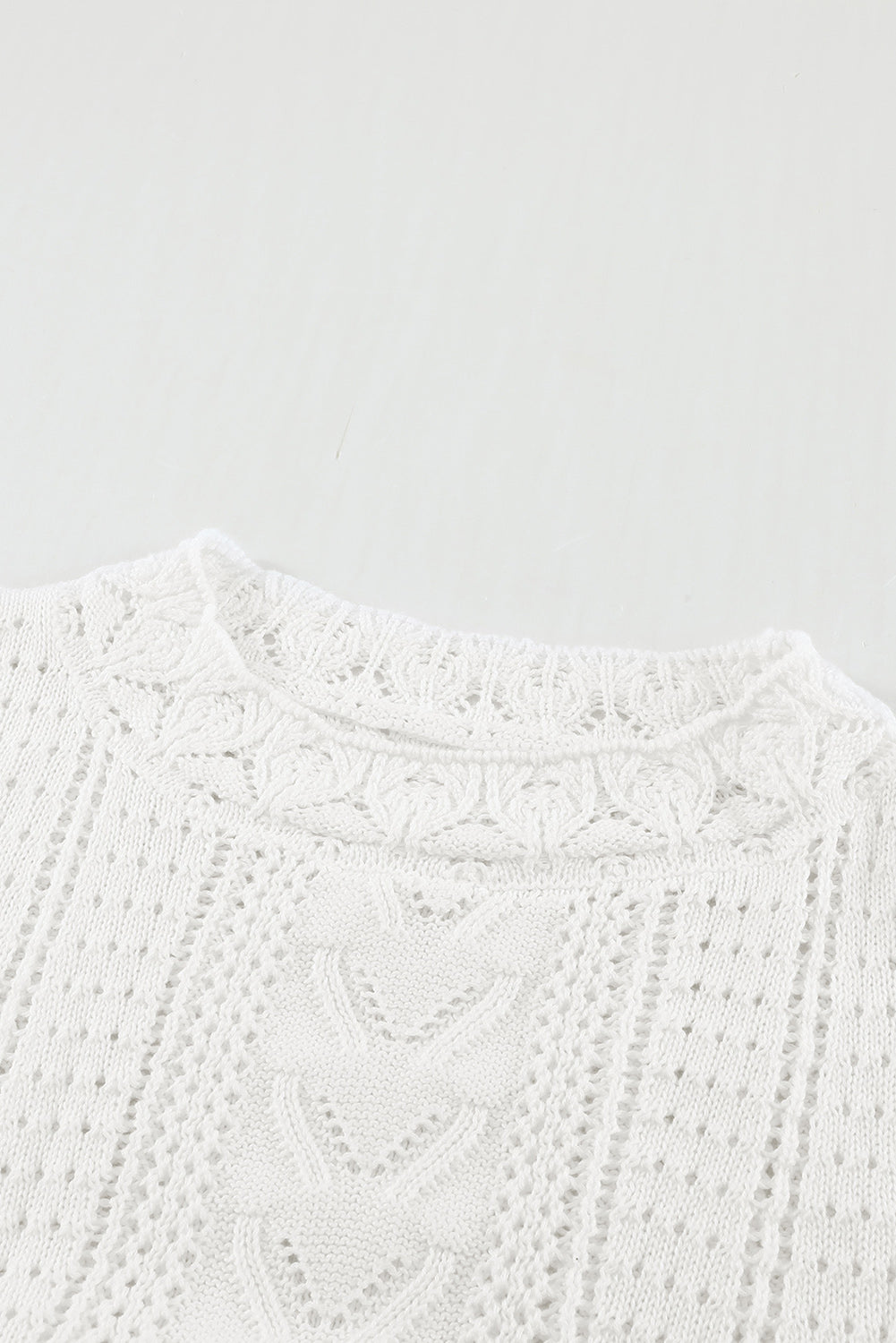 Chic White Crochet Lace Pointelle Knit Sweater