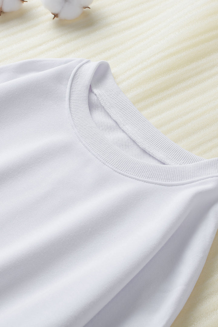 Fall White Oversized Solid Drop Shoulder Sweatshirt