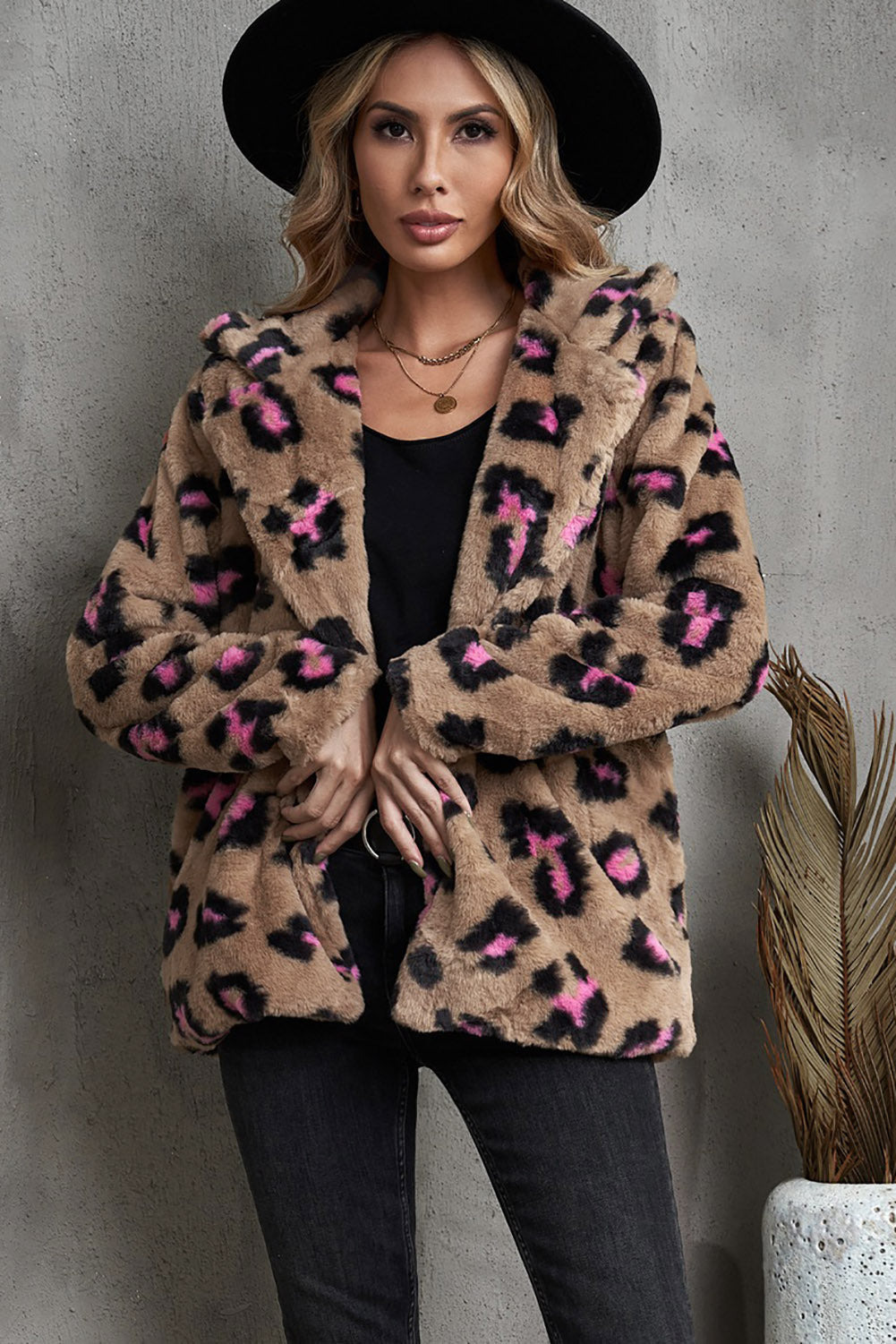 Winter Plush Fur Leopard Coat