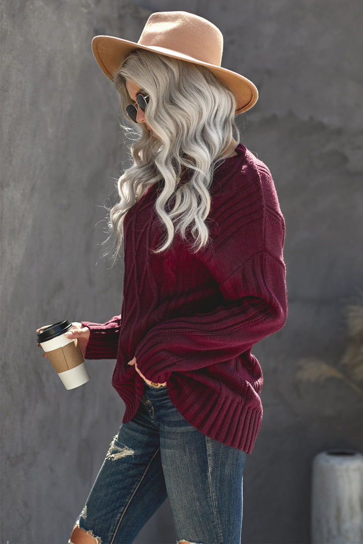 Winter Burgundy Oversize Thick Pullover Sweater