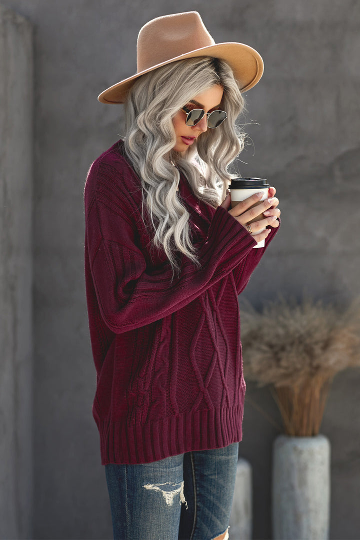Winter Burgundy Oversize Thick Pullover Sweater