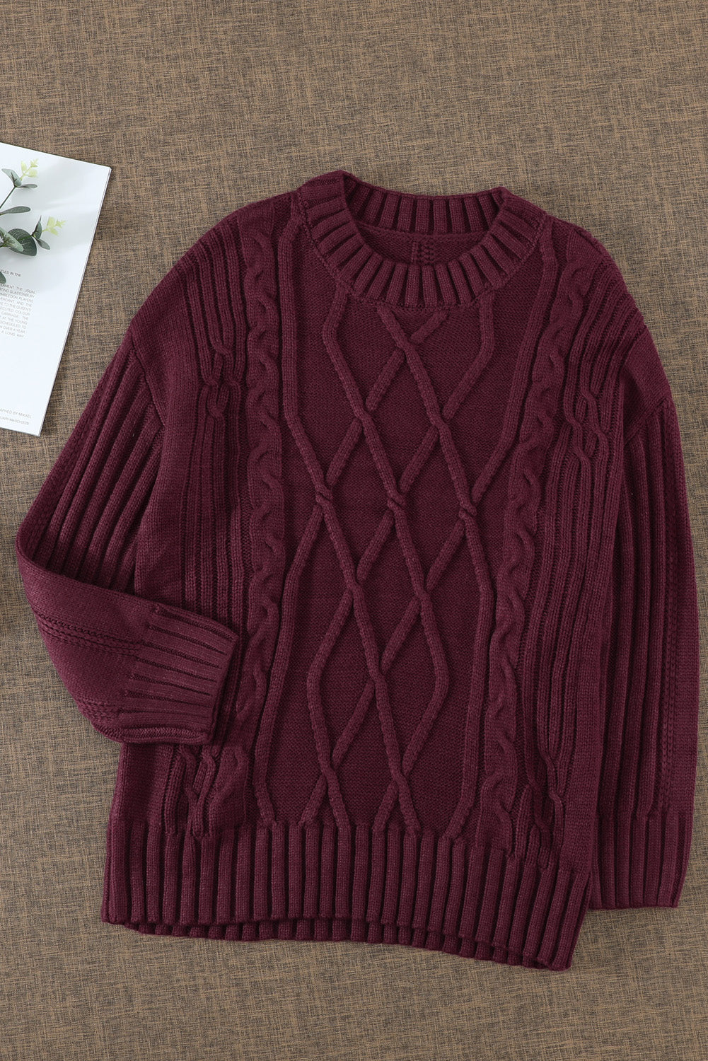 Winter Burgundy Oversize Thick Pullover SweaterWinter Burgundy Oversize Thick Pullover Sweater