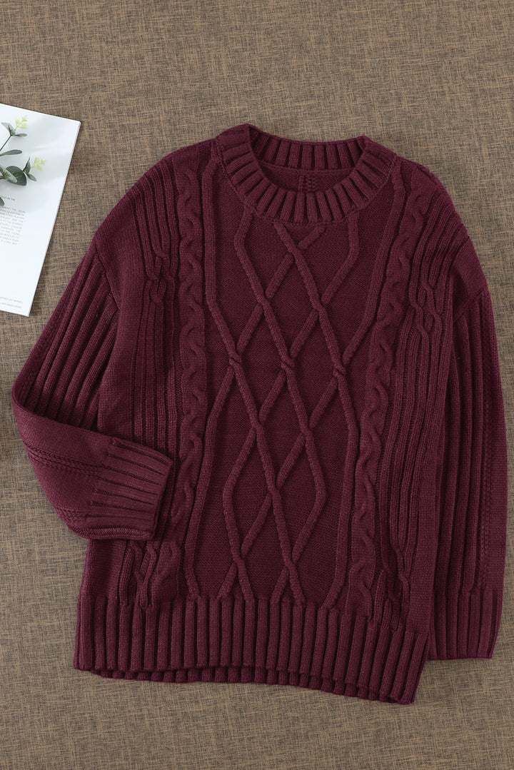 Winter Burgundy Oversize Thick Pullover SweaterWinter Burgundy Oversize Thick Pullover Sweater