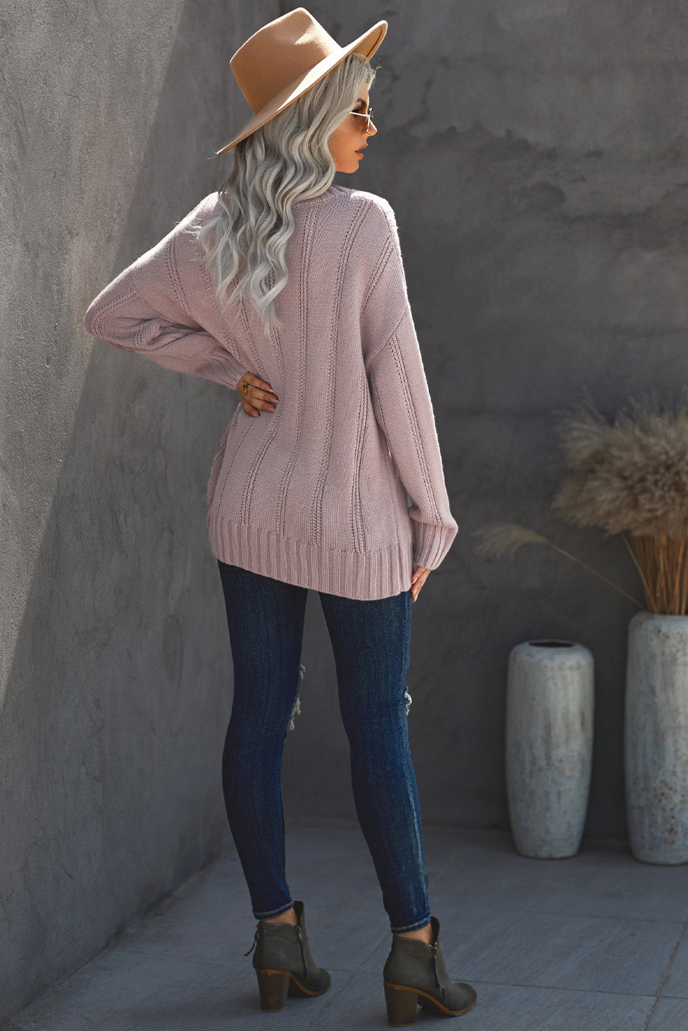 Winter Pink Oversize Thick Pullover Sweater
