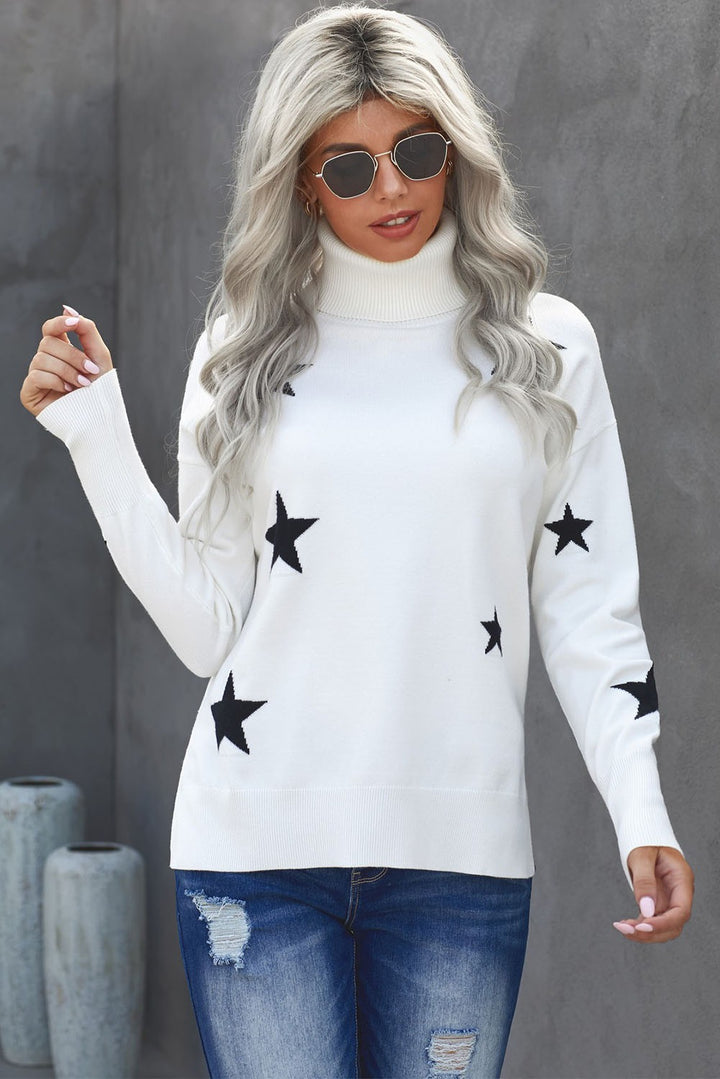 Rollkragenpullover mit Sternen-Print